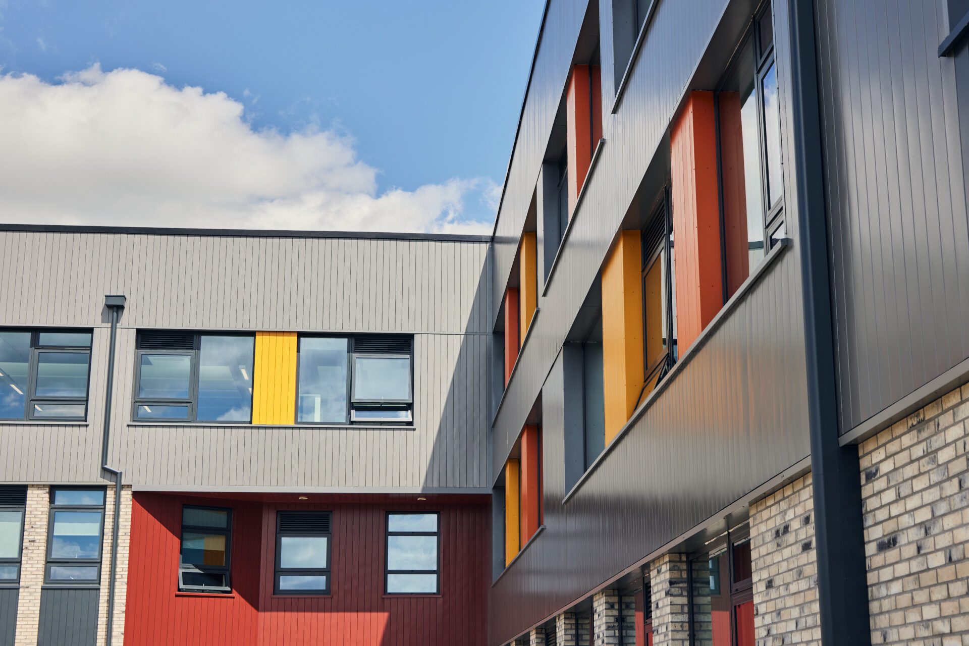 Rainscreen Cladding, installed at Harris Academy, by Apex Facades in Rainham, Kent
